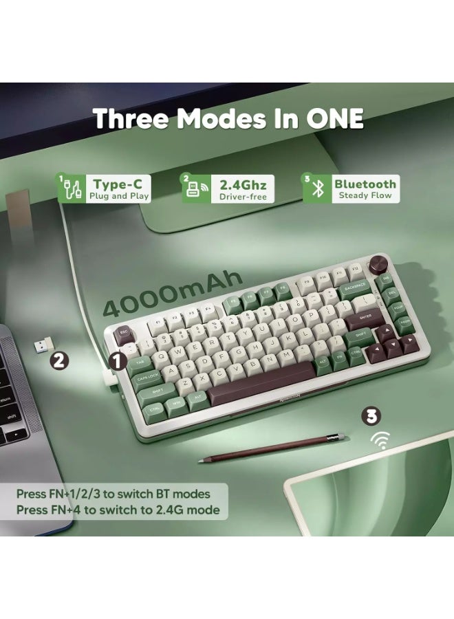 REDRAGON K681CGC Cyrus Pro RGB Mechanical Keyboard – 75% Layout, Tri-Mode Wireless & Wired (Bluetooth / 2.4GHz / USB-C), Gasket Mount, Hot-Swappable Switches, Multi-Function Knob, English Layout Only - Image 2